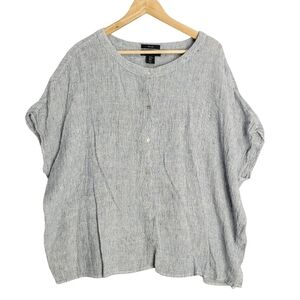 Tahari Gray Button-Up Blouse